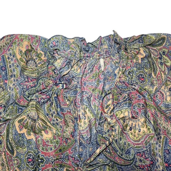 PERRY WALKER COLLECTIVE Varina Silk Blend Flutter Sleeve Boho Top - Picture 3 of 8